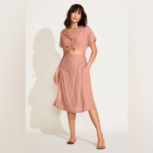 Vitamin A Desert EcoLinen Playa Cut Out Midi Dress Small NWT